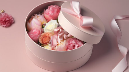 Flowers in round luxury present boxの素材