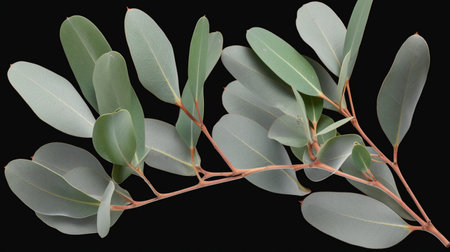 two eucalyptus twigs isolatedの素材