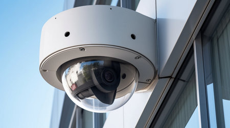 Security camera on modern buildingの素材
