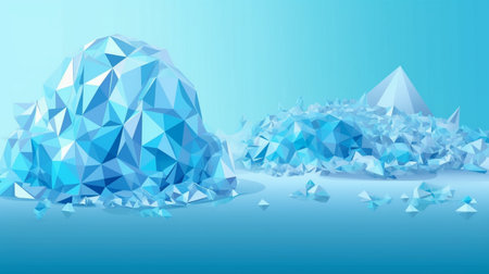 Triangular winter blue ice frost backgroundの素材