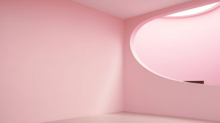Empty light pink wall with beautiful chiaroscuroの素材