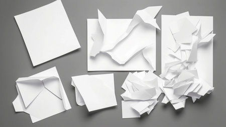 collection of five blank white paper scrapsの素材