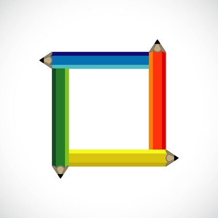 Vector illustration of a color pencils frameのイラスト素材