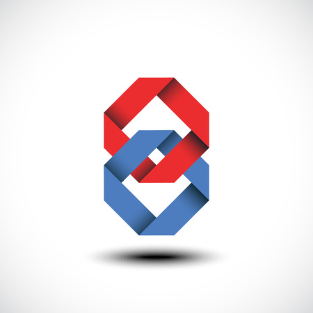 Abstract unity symbol of two square  link iconのイラスト素材