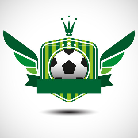 Soccer or football champions badge with wing. Vector illustrationのイラスト素材