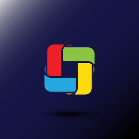 Abstract looped ribbon vector. Media loop symbol. Four trendy colorsのイラスト素材