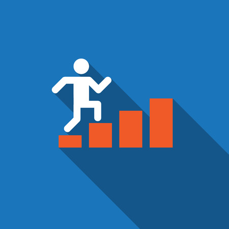 Businessman rises up on business diagram. Vector illustrationのイラスト素材