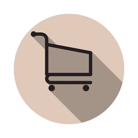 Shopping cart icon. Vector illustration flat design with long shadowのイラスト素材