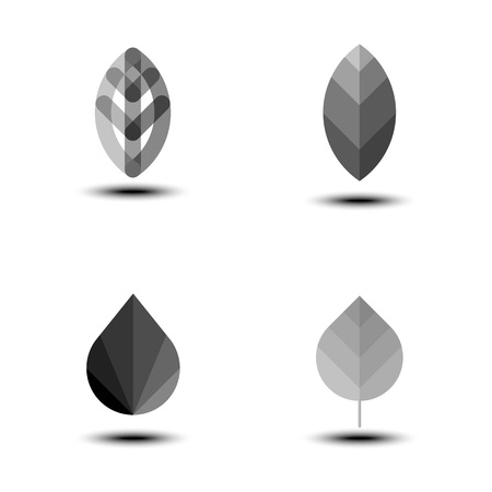Green leaf icon set. Eco icon illustrationのイラスト素材