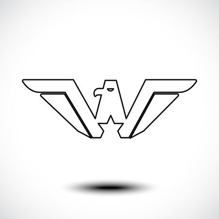 Letter W eagle head.のイラスト素材