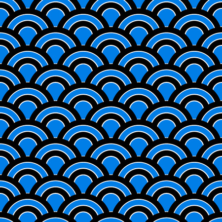 Blue retro fish scales  patternのイラスト素材