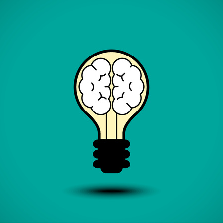 Light bulb brain icon. Vector illustrationのイラスト素材