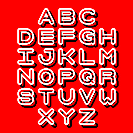 3D Outline Font and Alphabet. Vector alphabet letters.のイラスト素材