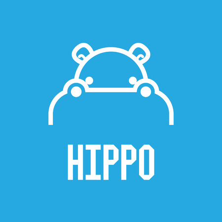 Hippo Head Logo design vector template. Hippopotamus animal Logotype concept lineart style. Vector illustration.のイラスト素材