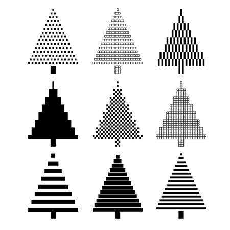 Christmas tree set. Vector illustrationのイラスト素材