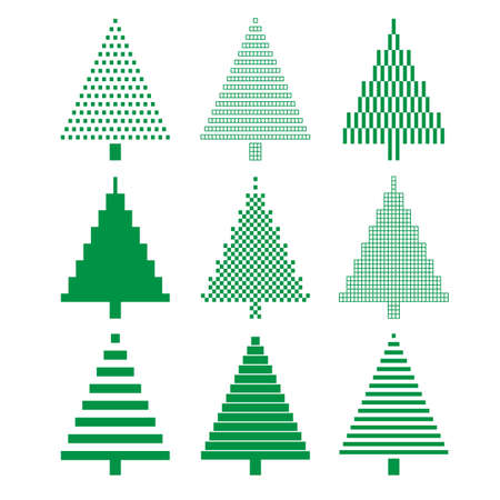 Christmas tree set. Vector illustrationのイラスト素材