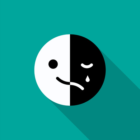 Sad and cheerful mood in one emoji. Vector illustration.のイラスト素材