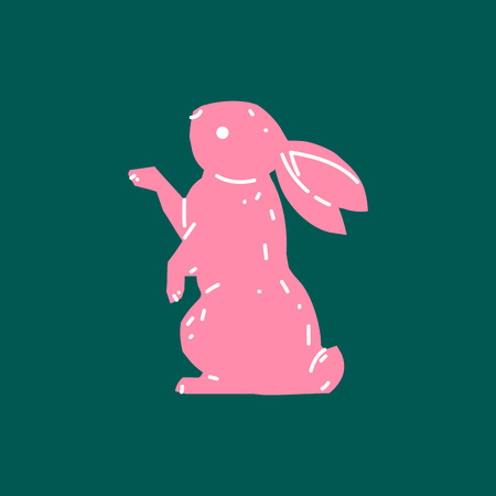 Cute bunny rabbit line art vector drawing, hand drawn minimalism style. Vector illustration.のイラスト素材