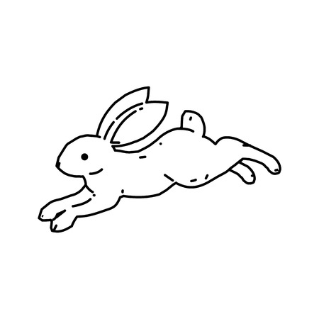 Cute bunny rabbit line art vector drawing, hand drawn minimalism style.  Vector illustrationのイラスト素材