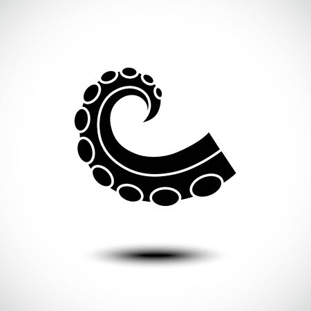 Octopus tentacle silhouette icon. Natural fresh seafood, healthy food vector illustration isolated on white background.のイラスト素材