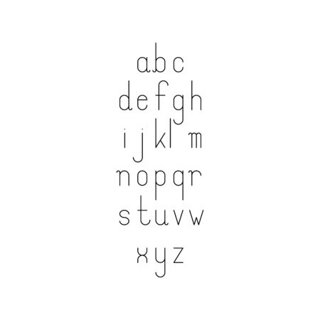 Simple minimalistic thin line font with lowercase letters. Linear typeface. Vector illustration.のイラスト素材