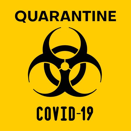 Covid-19 Biohazard warning poster. Danger and biohazard caution signs. Coronavirus outbreak. Stay away from the danger zone. No entry. Disease prevention, control and management. Safety sign.のイラスト素材