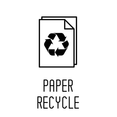 Disposal paper recycling line icon. Vector illustration.のイラスト素材