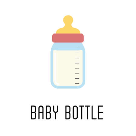 Feeding bottle icon, milk bottle icon. Vector illustrationのイラスト素材