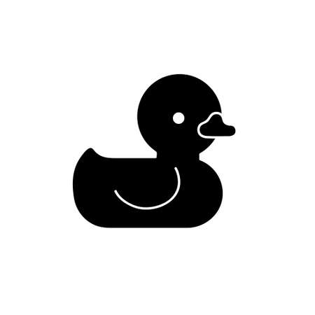 Yellow rubber duck toy, bath toys silhouette icon. Vector illustrationのイラスト素材