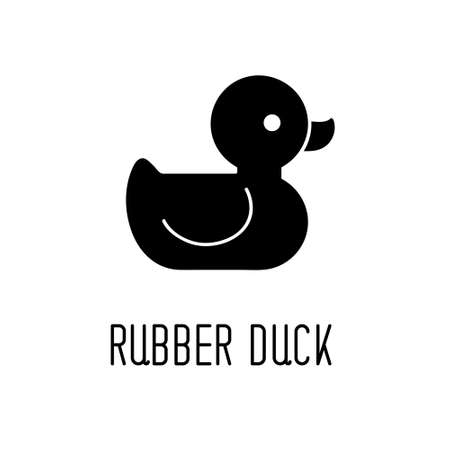 Yellow rubber duck toy, bath toys silhouette icon. Vector illustrationのイラスト素材