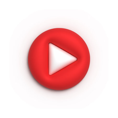 3d icon play button isolated on white background. Trendy and modern icon in 3d style for web design.の写真素材