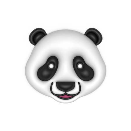 3d cute panda face isolated on white backgroundの写真素材