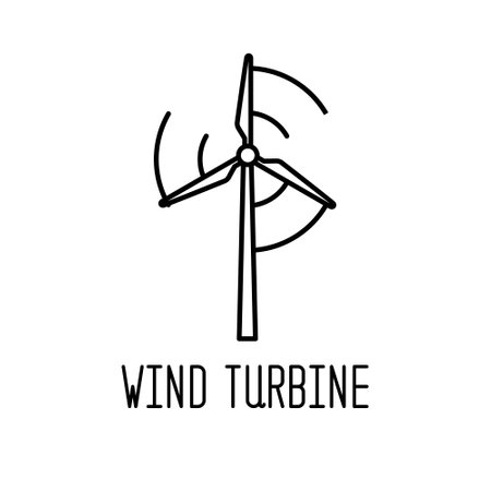 windmill line icon, outline vector sign, linear style pictogram isolated on white. Symbol, logo illustration.のイラスト素材