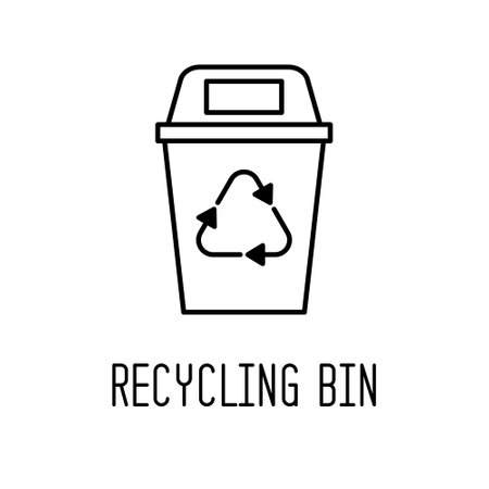 Recycling bin line icon, outline vector sign, linear style pictogram isolated on white. Symbol, logo illustration.のイラスト素材
