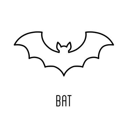 Bat line icon, outline vector sign, linear style pictogram isolated on white. Symbol, logo illustration.のイラスト素材