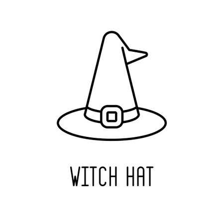 Witch hat line icon, outline vector sign, linear style pictogram isolated on white. Symbol, logo illustration.のイラスト素材