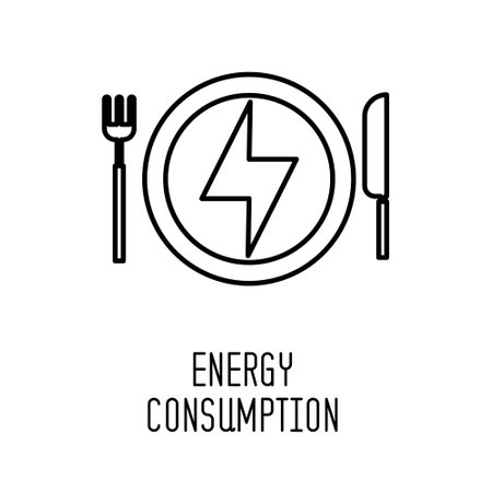 Energy consumption line icon, outline vector sign, linear style pictogram isolated on white. Symbol, logo illustration.のイラスト素材