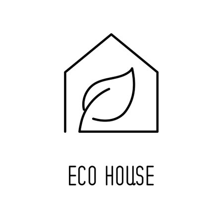 Eco house line icon concept, outline vector sign, linear style pictogram isolated on white. Symbol, logo illustration.のイラスト素材