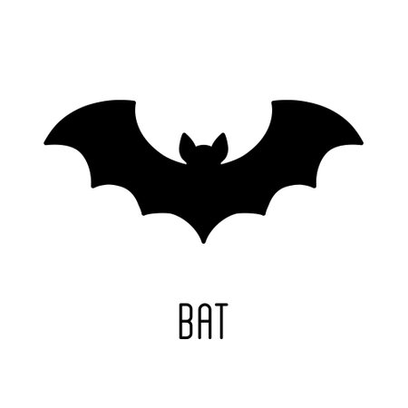 Halloween bat silhouette icon isolated on white background. Halloween character ghost illustration cartoon symbol graphic.のイラスト素材