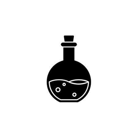 Magic Bottles liquid potion fantasy elixir silhouette icon.  Vector illustration.のイラスト素材