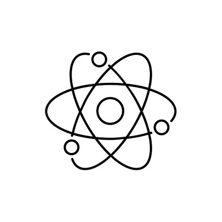 Atom line icon, outline vector sign, linear style pictogram isolated on white. Symbol, logo illustration.のイラスト素材