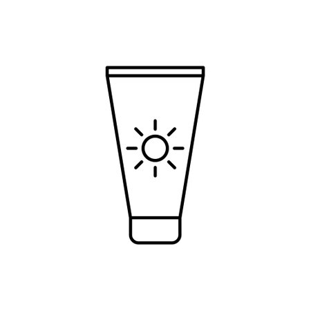 Sun block line icon, outline vector sign, linear style pictogram isolated on white. Symbol, logo illustration.のイラスト素材