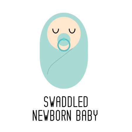 Newborn baby boy in blue wrap  icon isolated on white background. Vector illustration.のイラスト素材