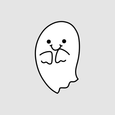 Ghost line icon, outline vector sign, linear style pictogram isolated on grey. Halloween symbol. Spooky logo.のイラスト素材