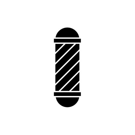 Old fashioned vintage glass barber shop pole with stripes silhouette icon. Vector illustration.のイラスト素材