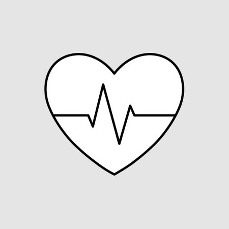 Heartbeat or heart beat pulse flat vector line icon for medical apps and websitesのイラスト素材