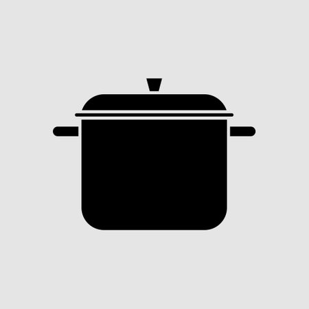 Stew pan silhouette icon. Vector illustrationのイラスト素材