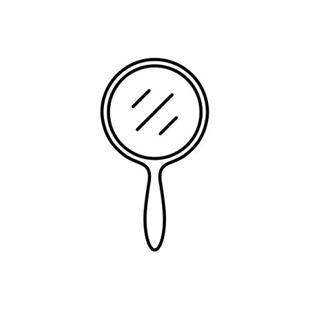 Hand mirror line icon, outline vector sign, linear style pictogram isolated on white. Symbol, logo illustration.のイラスト素材