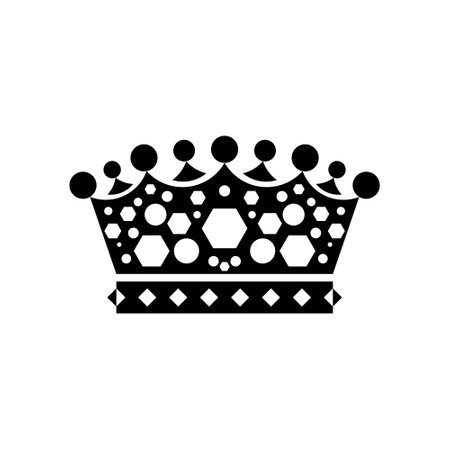 King crown silhouette icon on white background. Emblem and Royal symbols. Vector Illustration.のイラスト素材