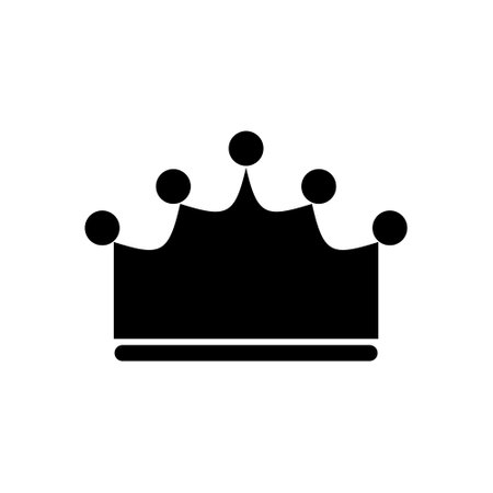 King crown silhouette icon on white background. Emblem and Royal symbols. Vector Illustration.のイラスト素材